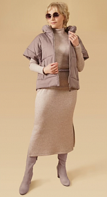 Дизайнерская куртка со съёмными рукавами / Жилет капучино